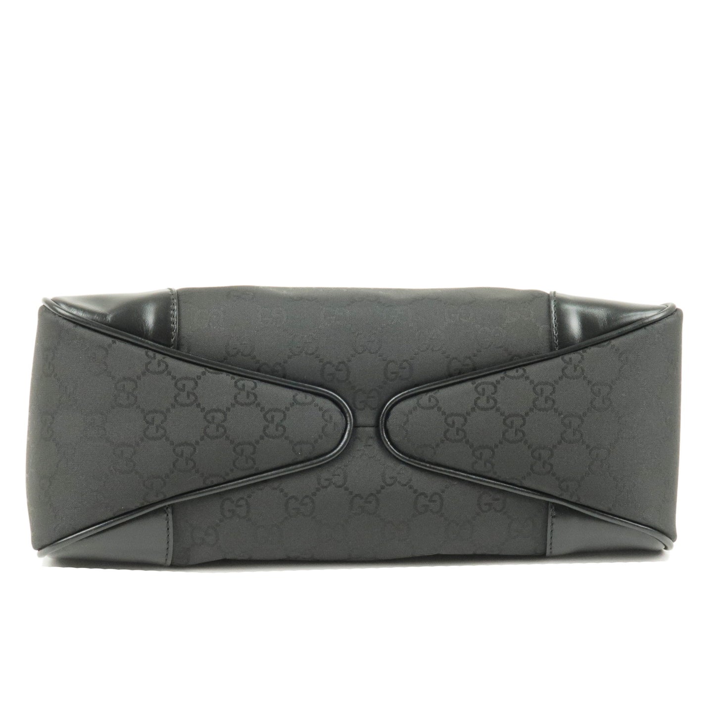 GUCCI GG Nylon Leather Shoulder Bag Hand Bag Black 257265