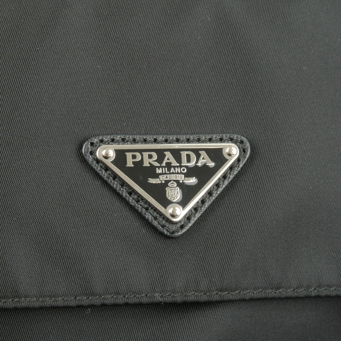 PRADA Logo Nylon Leather Shoulder Bag NERO Black BT6671