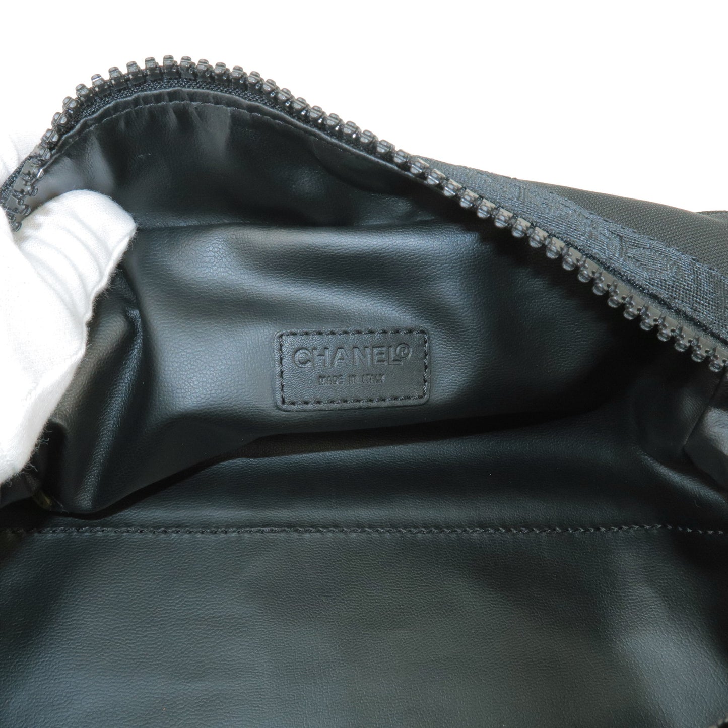 CHANEL Sports Line Nylon Canvas Rubber Second Bag Clutch Bag Black