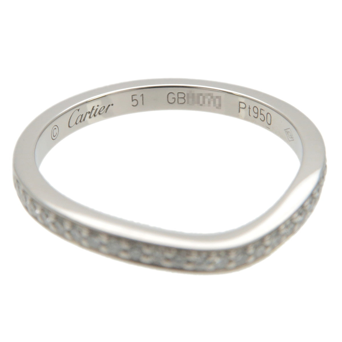 Cartier Ballerine Curve Half Eternity Diamond Ring PT950 #51 US5.5