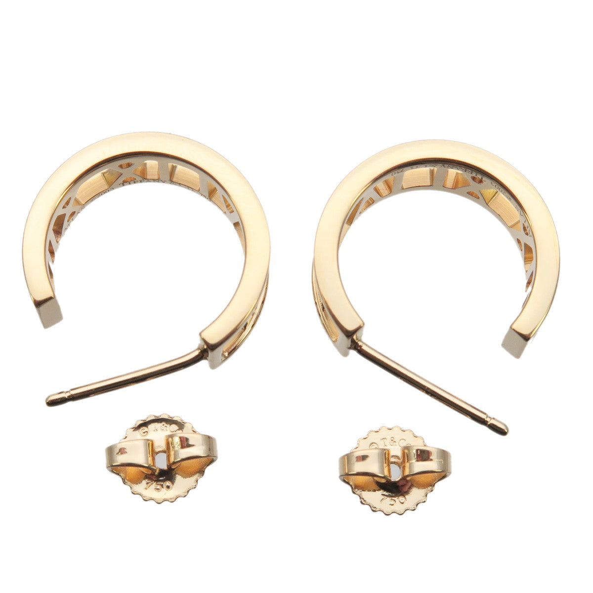 Tiffany&Co. Atlas Open Hoop Earrings K18 750 Yellow Gold