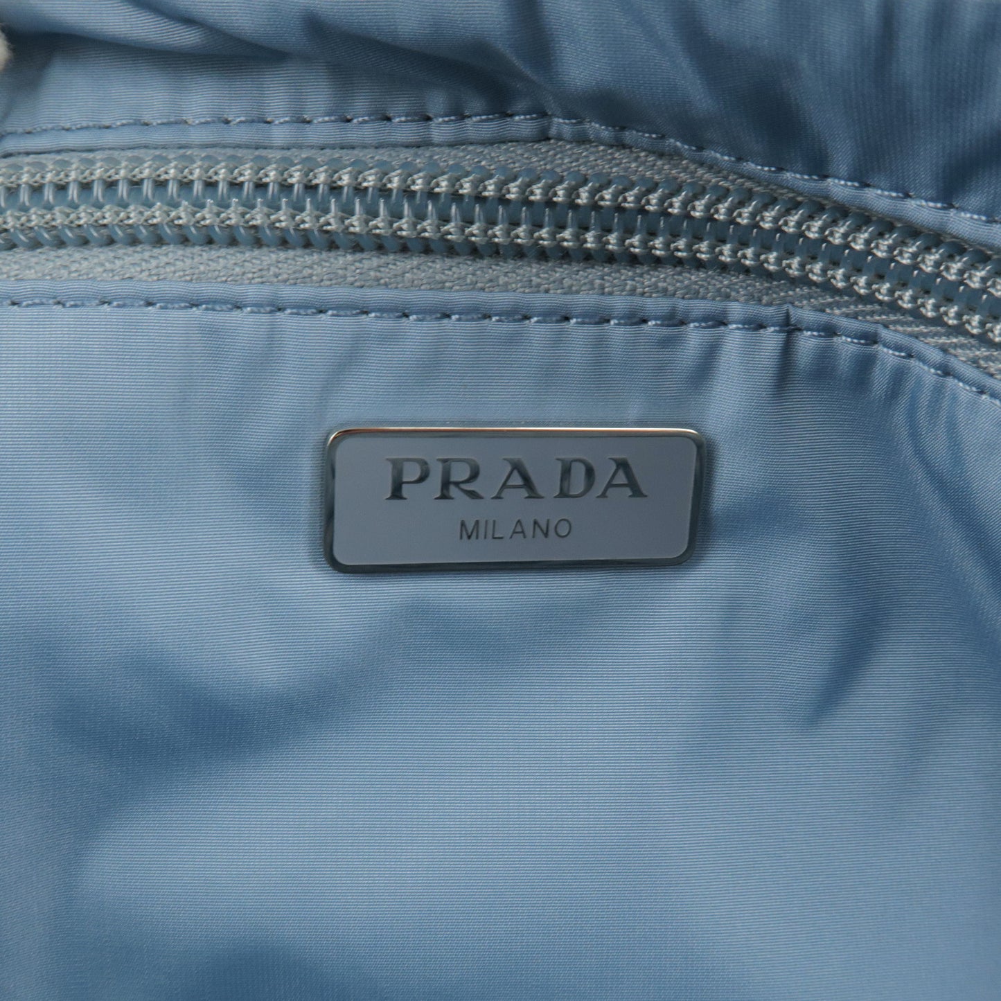 PRADA Logo Nylon Leather Pouch Clutch Bag NERO Black 1NA015