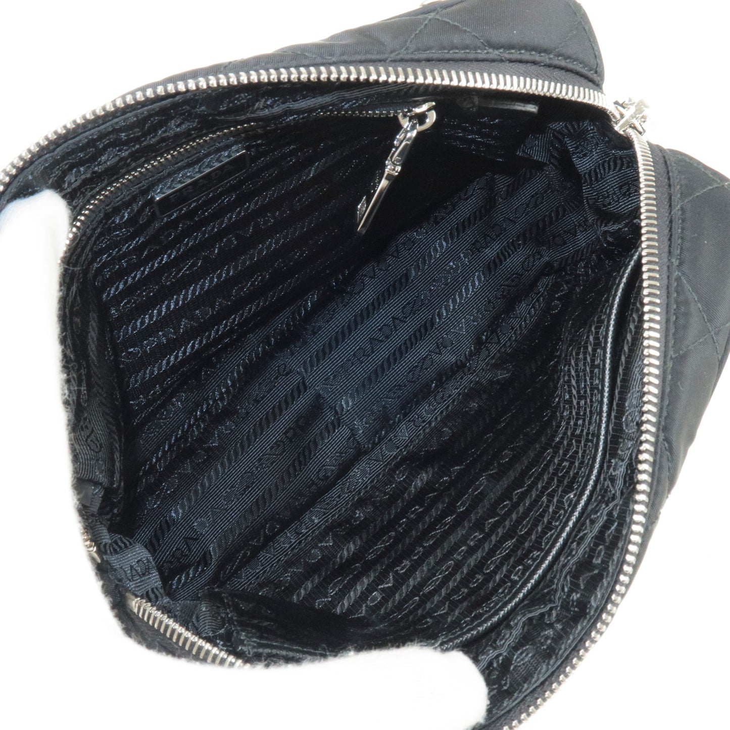 PRADA Logo Nylon Leather 2Way Bag Hand Bag NERO Black 1BH910