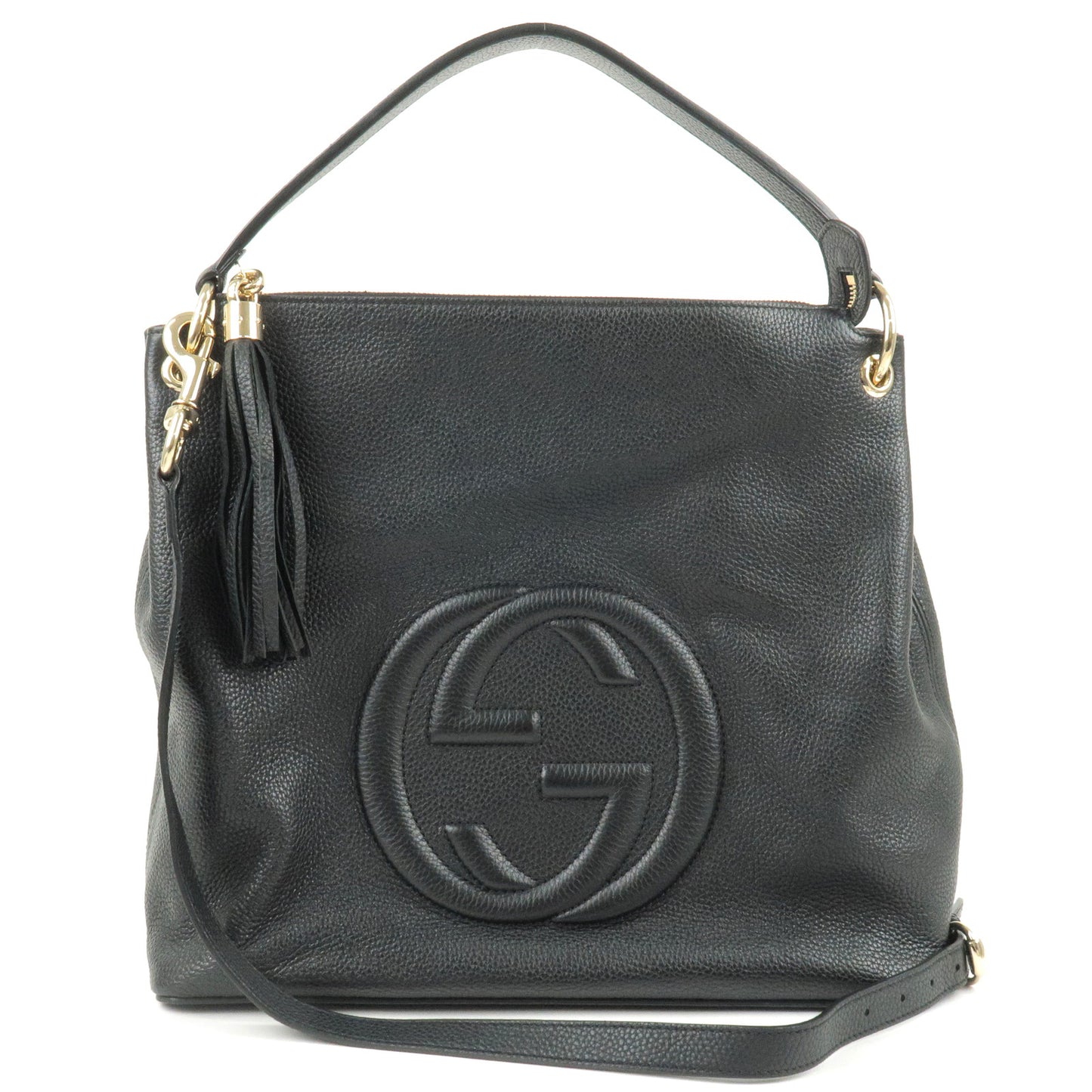 GUCCI-SOHO-Interlocking-G-Leather-Shoudler-Bag-Black-536194