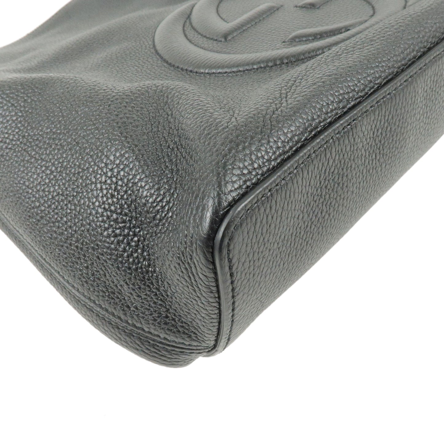 GUCCI SOHO Interlocking G Leather Shoudler Bag Black 536194