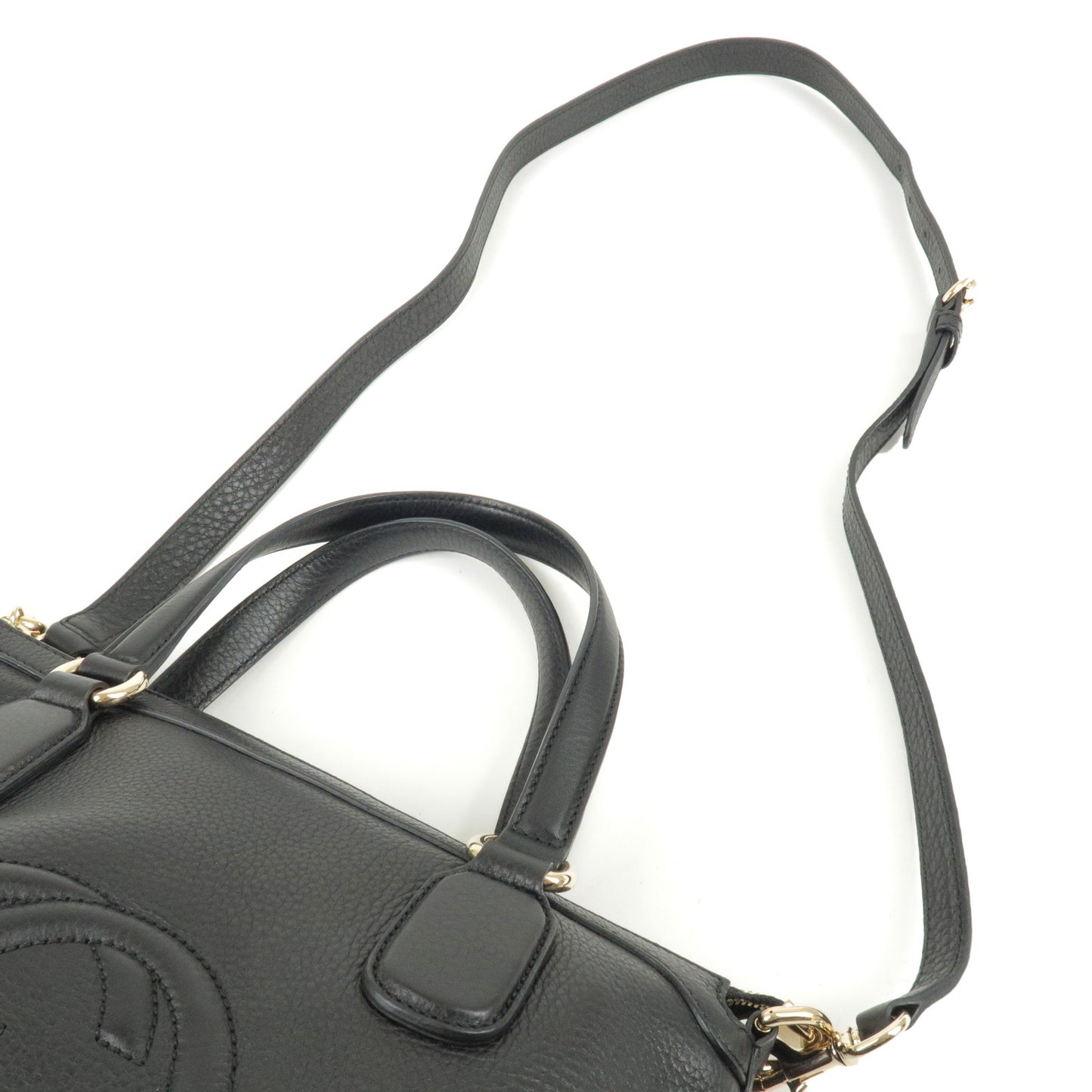 GUCCI SOHO Interlocking G Leather 2Way Bag Hand Bag Black 308362