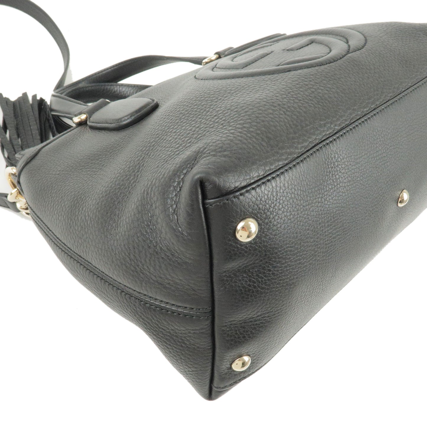 GUCCI SOHO Interlocking G Leather 2Way Bag Hand Bag Black 308362