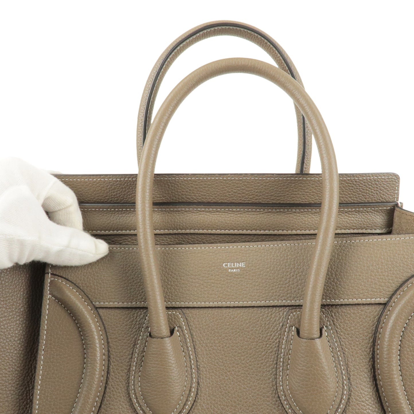 CELINE Luggage Micro Shopper Leather Hand Bag Souris 167793