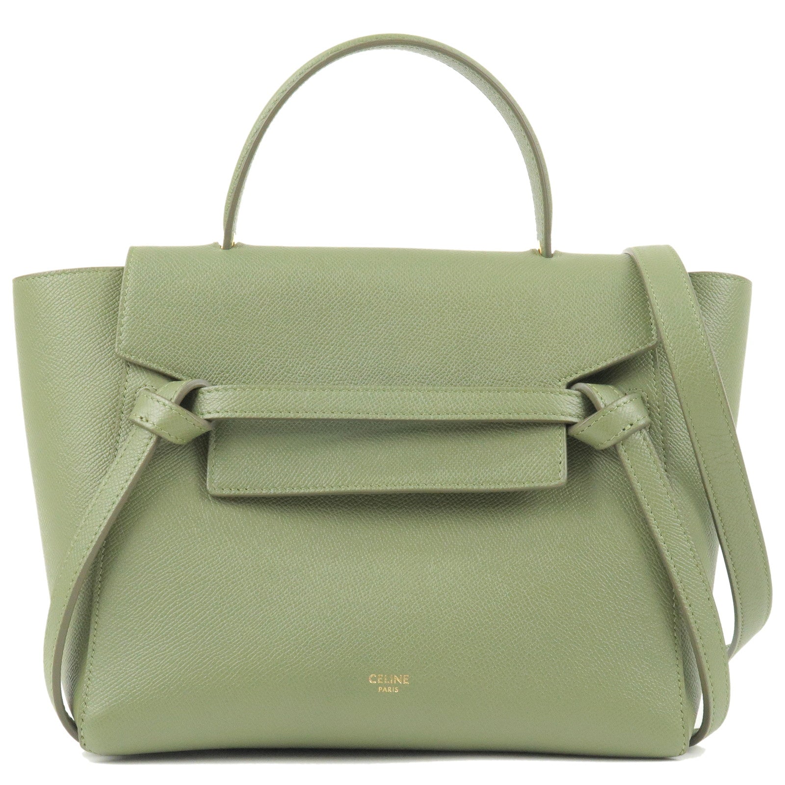 CELINE-Leather-Micro-Belt-Bag-2Way-Shoulder-Bag-Green-189153