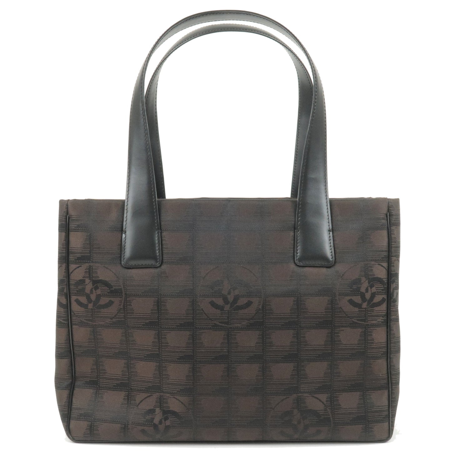 CHANEL Travel Line Tote PM Nylon Jacquard Leather Brown A15991