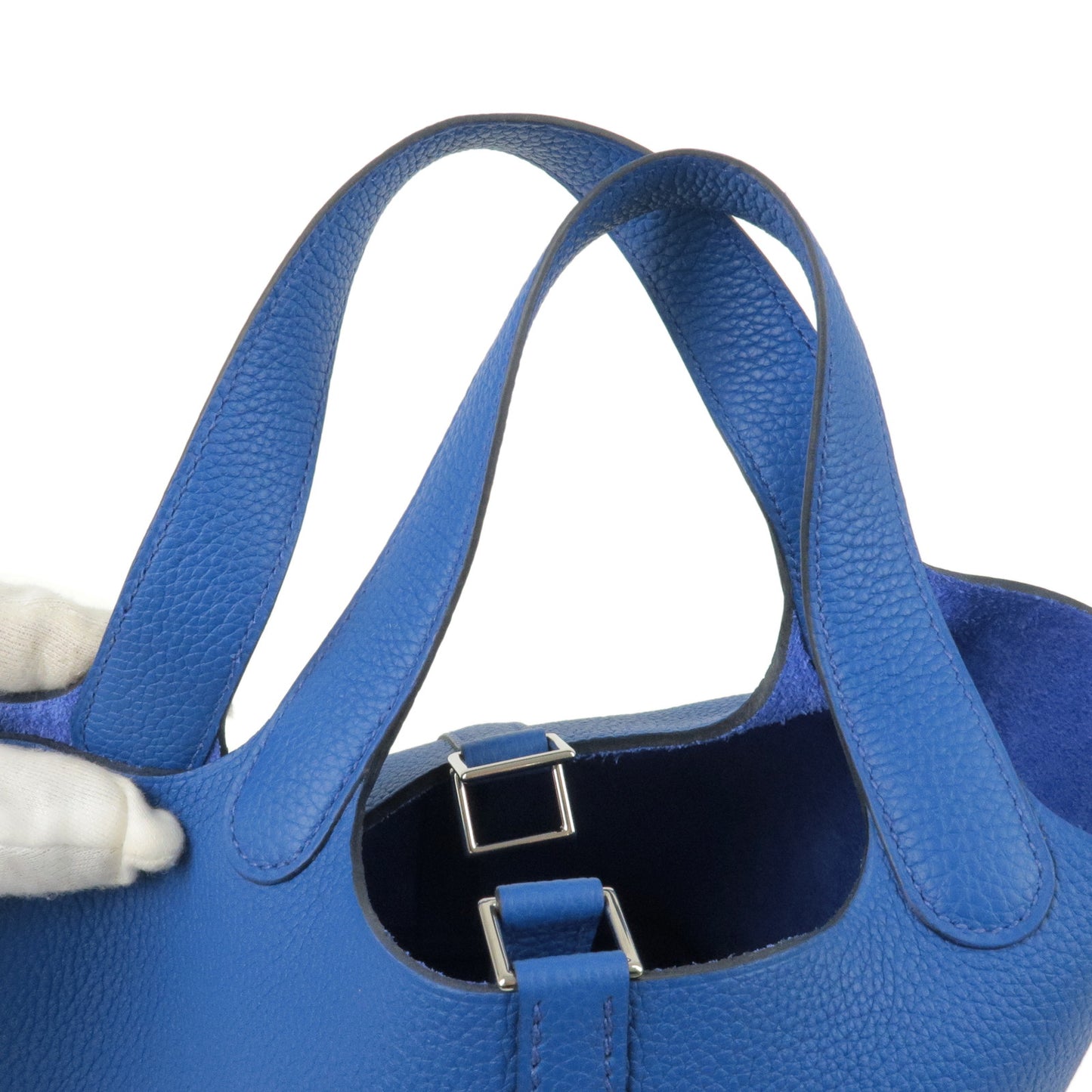 HERMES Leather Picotin Lock PM Hand Bag Z Engrave SHW Blue