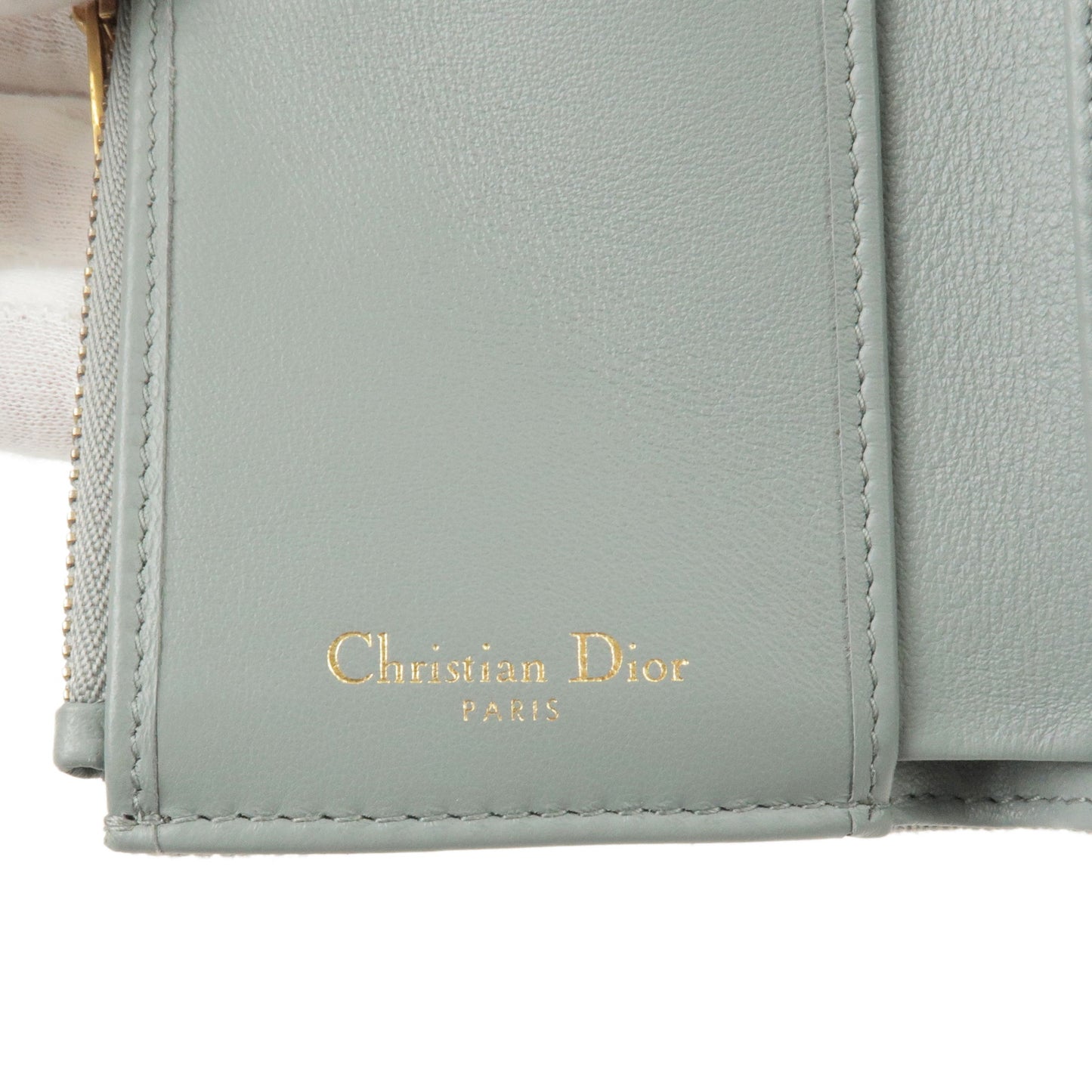 Christian Dior Trotter Jacquard Leather Saddle Lotus Wallet Gray