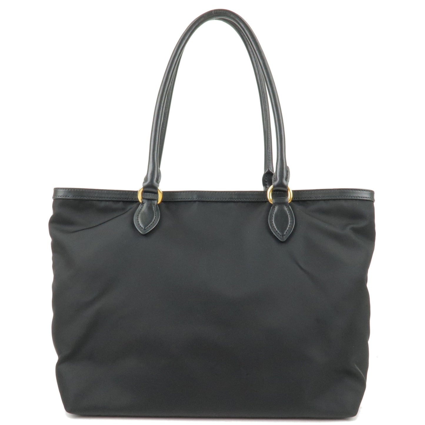 PRADA Logo Nylon Leather Tote Bag Shoulder Bag Black 1BG159