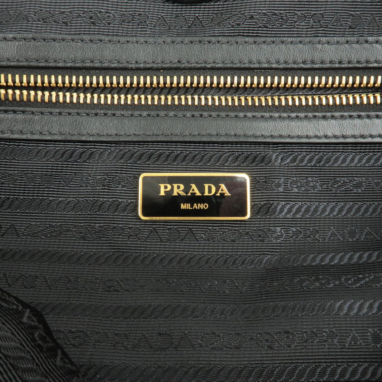 PRADA Logo Nylon Leather Tote Bag Shoulder Bag Black 1BG159