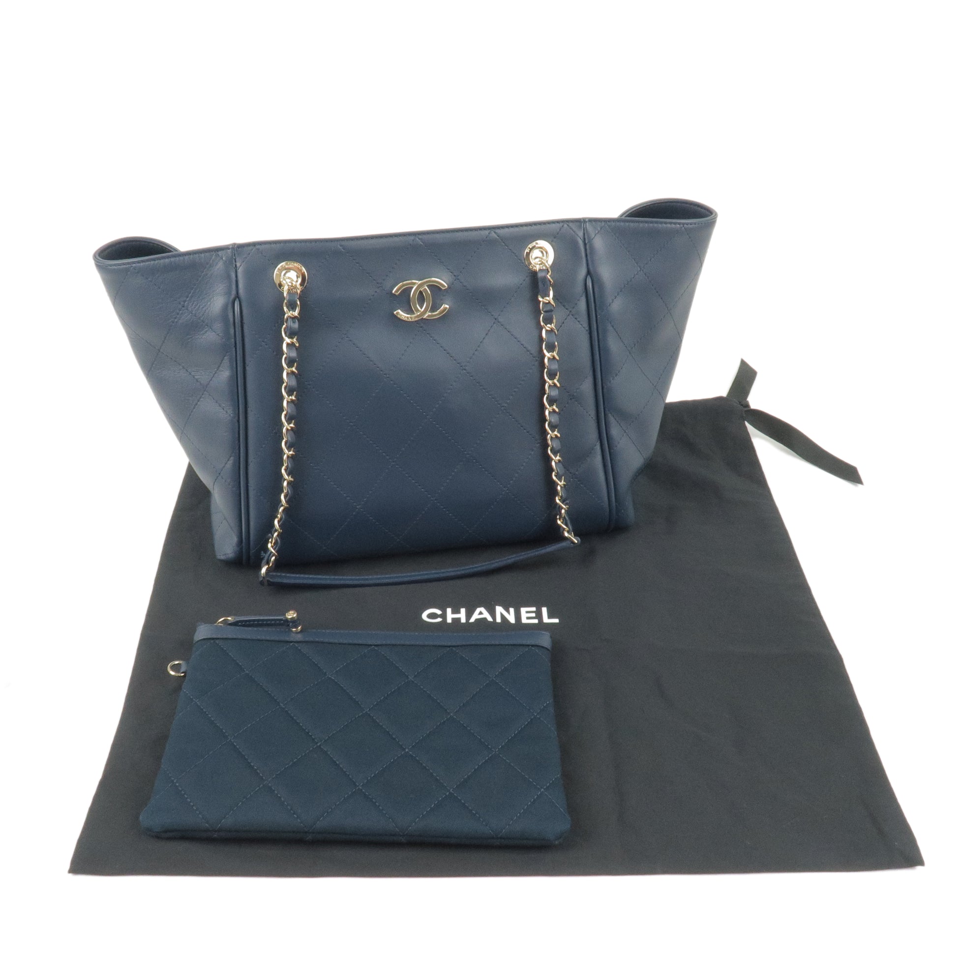 CHANEL-Matelasse-Calf-Skin-Chain-Tote-Bag-Shoulder-Bag-Navy –  dct-ep_vintage luxury Store