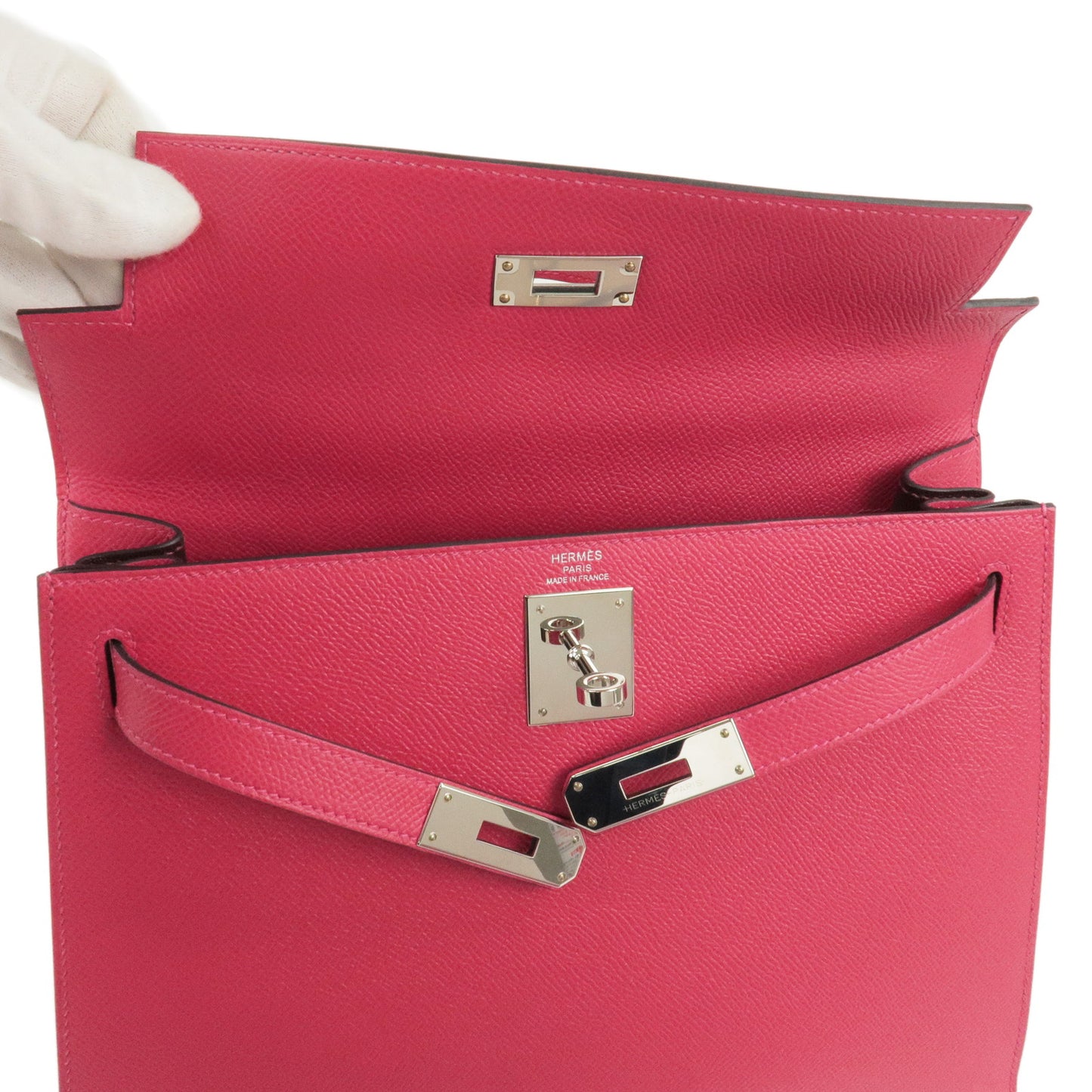 Hermès Kelly 28 Verso In Rouge Sellier And Bleu Saphir Epsom And