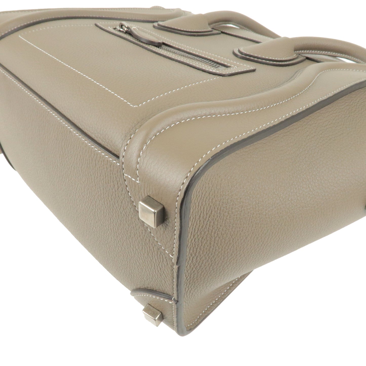 CELINE Luggage Micro Shopper Leather Hand Bag Souris 189793