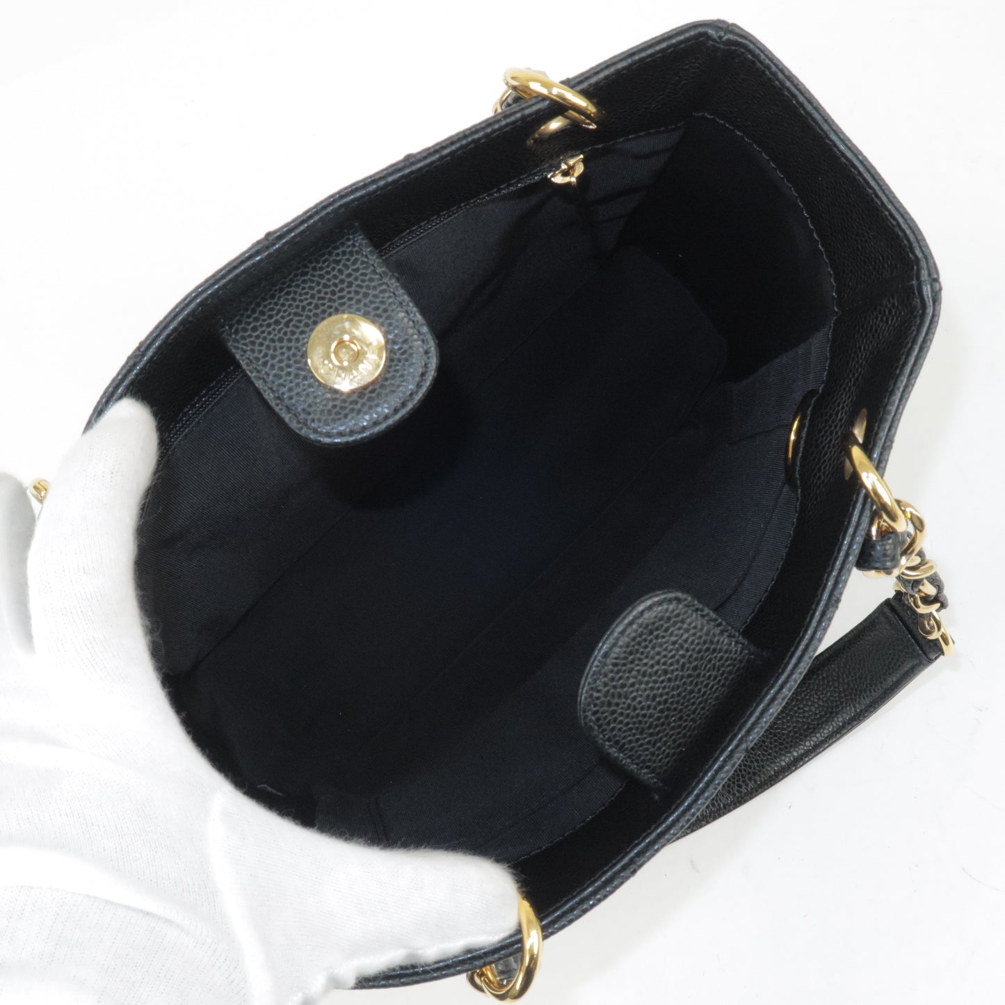 CHANEL Matelasse Caviar Skin PST Chain Tote Bag Black A50994