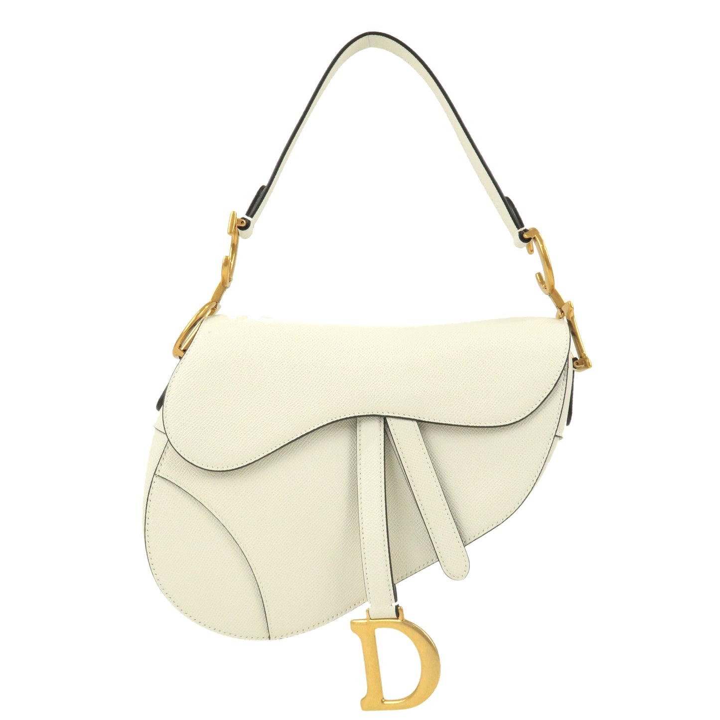 Christian-Dior-Leather-Saddle-Bag-Shoulder-Bag-Purse-White