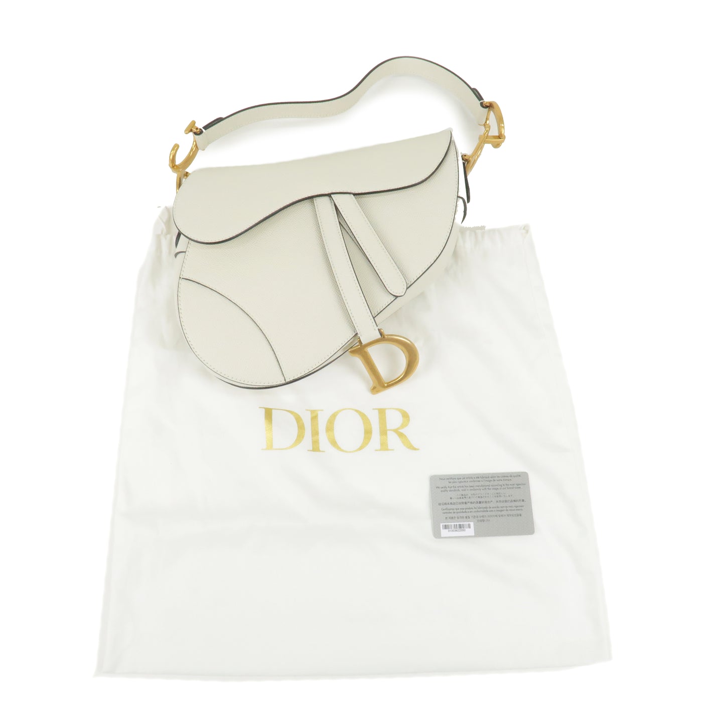 Christian Dior Leather Saddle Bag Shoulder Bag Purse White