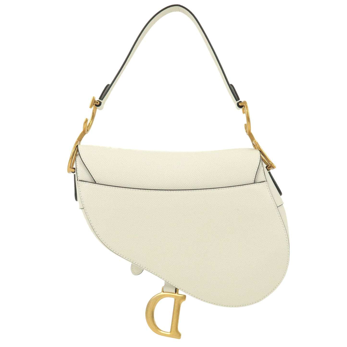 Christian Dior Leather Saddle Bag Shoulder Bag Purse White
