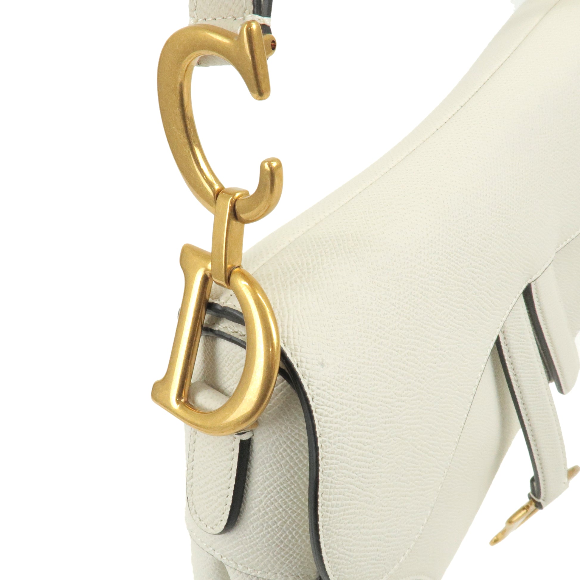 Christian Dior White Shoulder Saddle Bag
