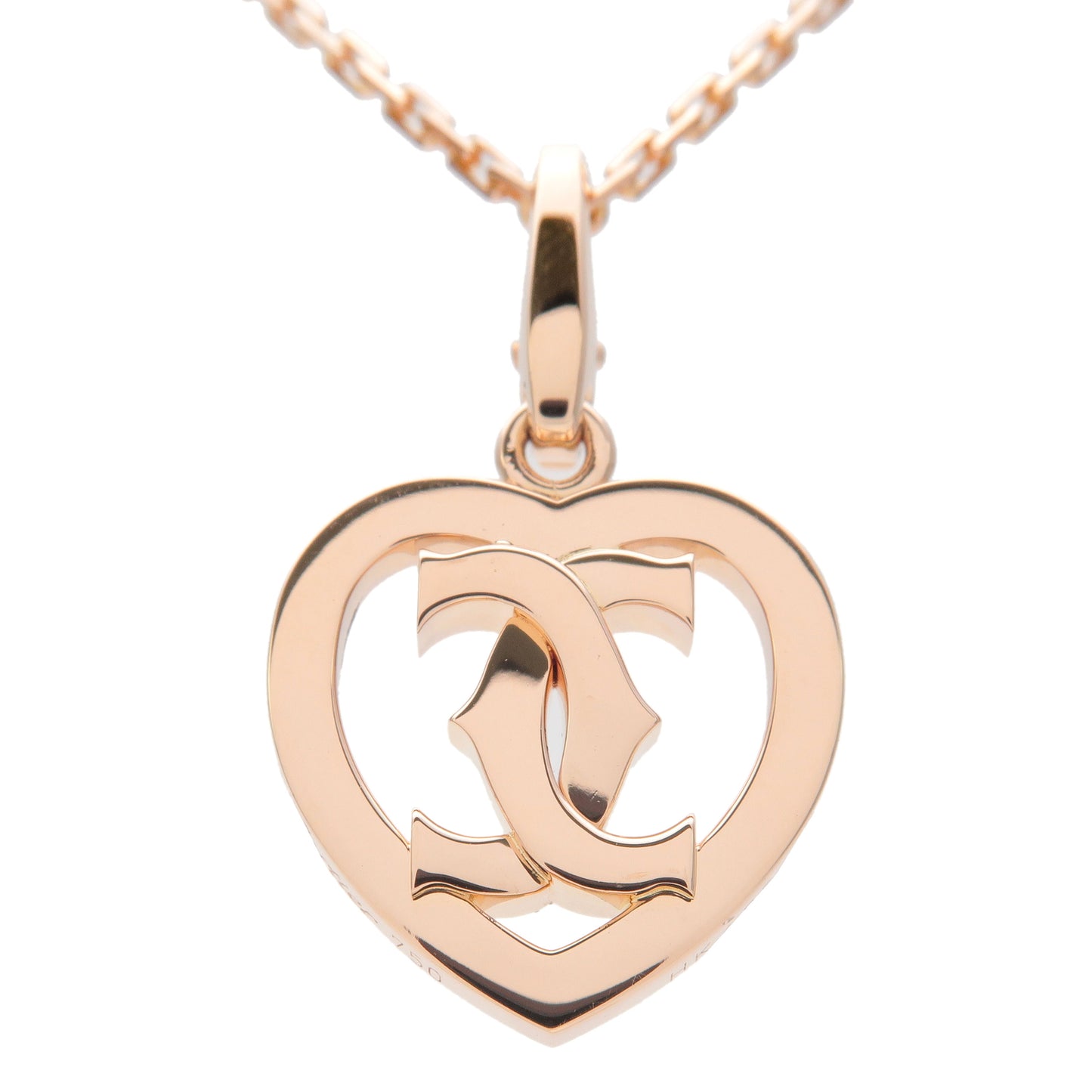 Cartier-2C-Heart-Charm-Pendant-Top-Necklace-K18-750-Rose-Gold