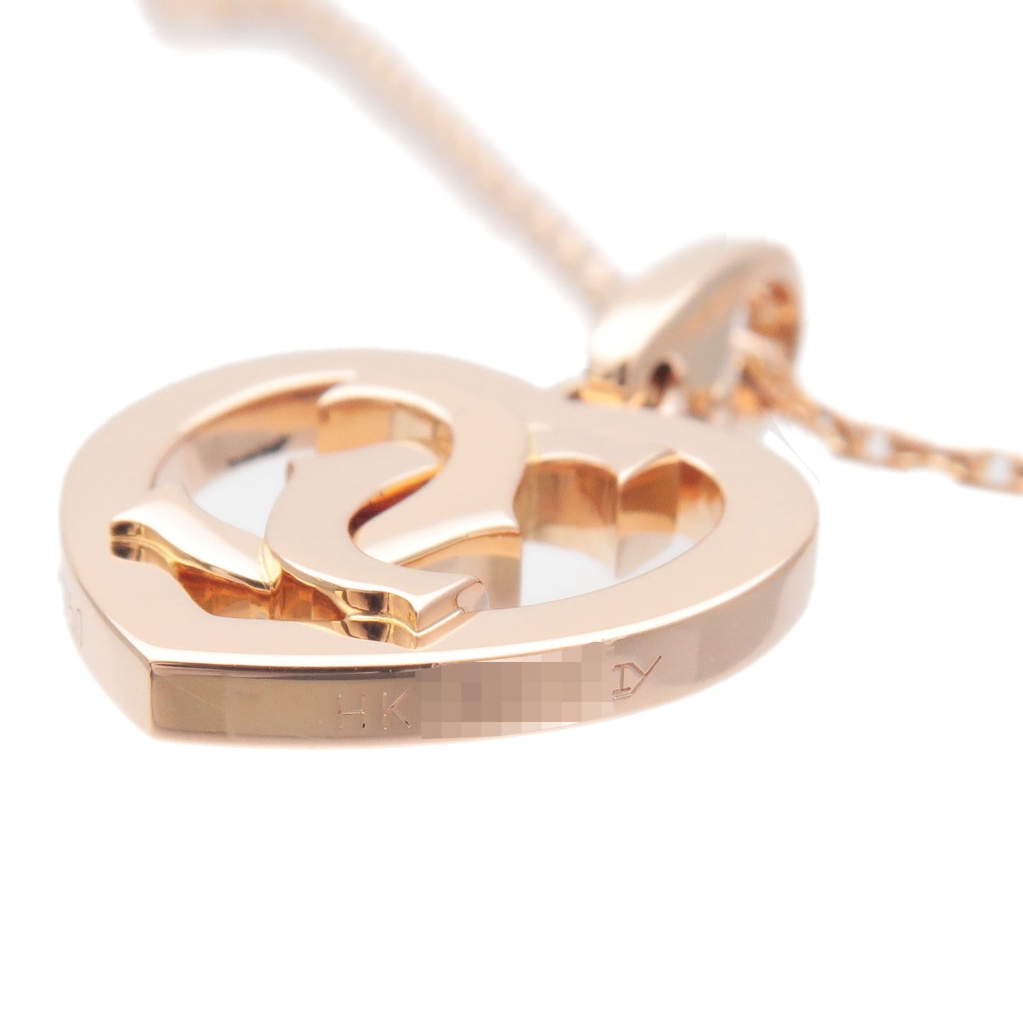 Cartier 2C Heart Charm Pendant Top Necklace K18 750 Rose Gold