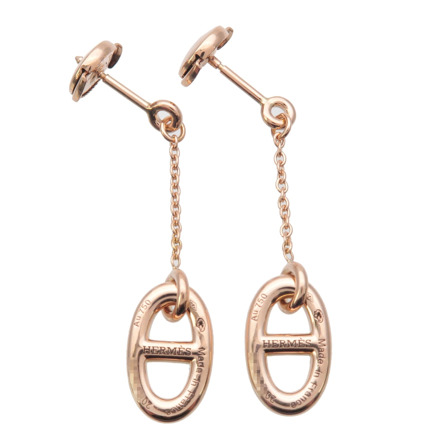 HERMES Chene Dunkle Farandole PM Earrings K18 750 Rose Gold