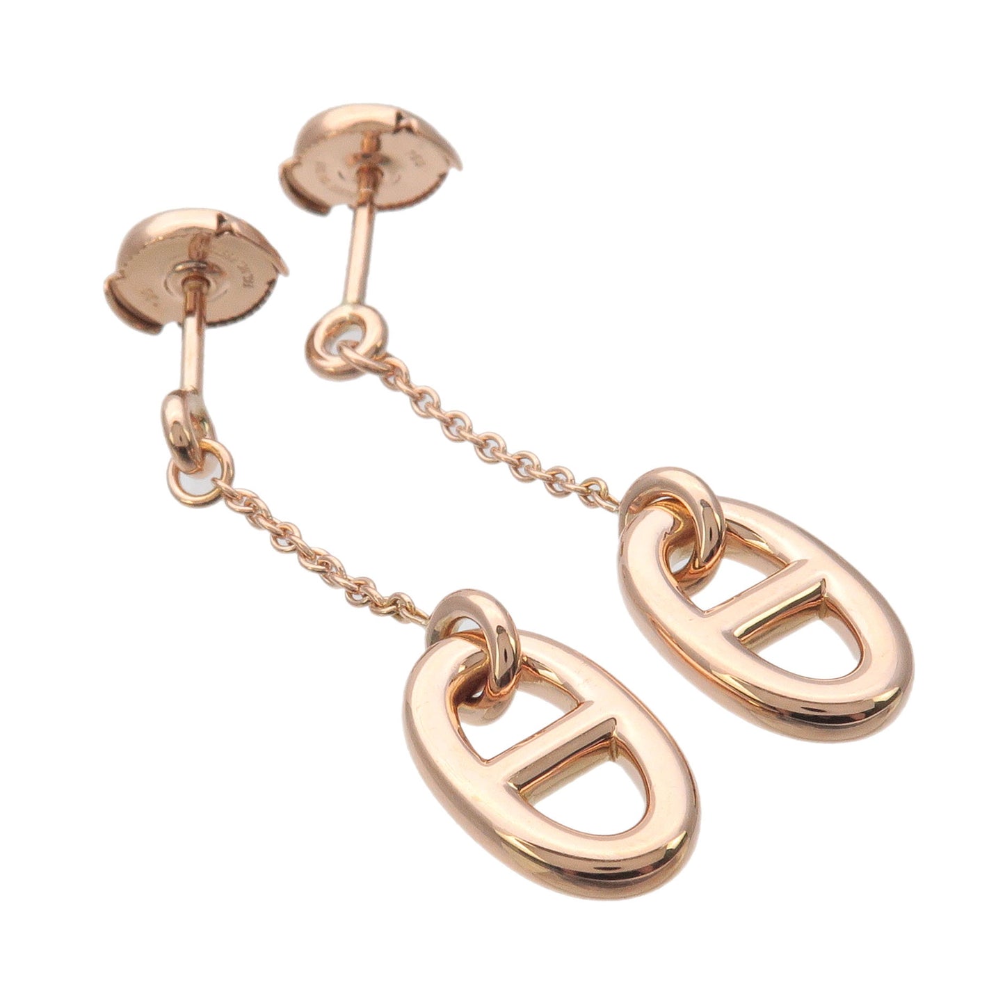 HERMES Chene Dunkle Farandole PM Earrings K18 750 Rose Gold