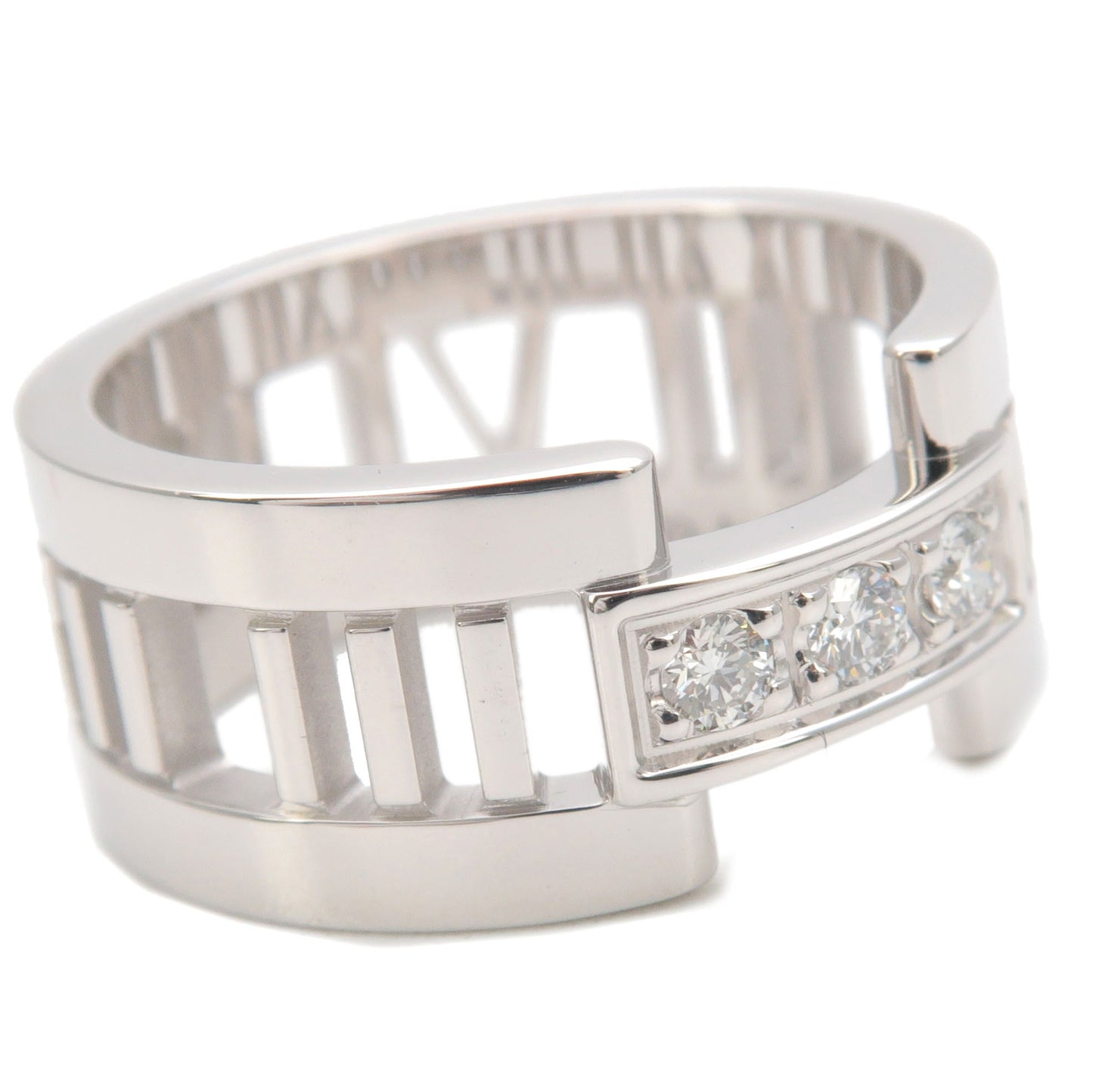 Tiffany&Co. Atlas Open Ring 3P Diamond K18 750WG US5.5-6 EU51