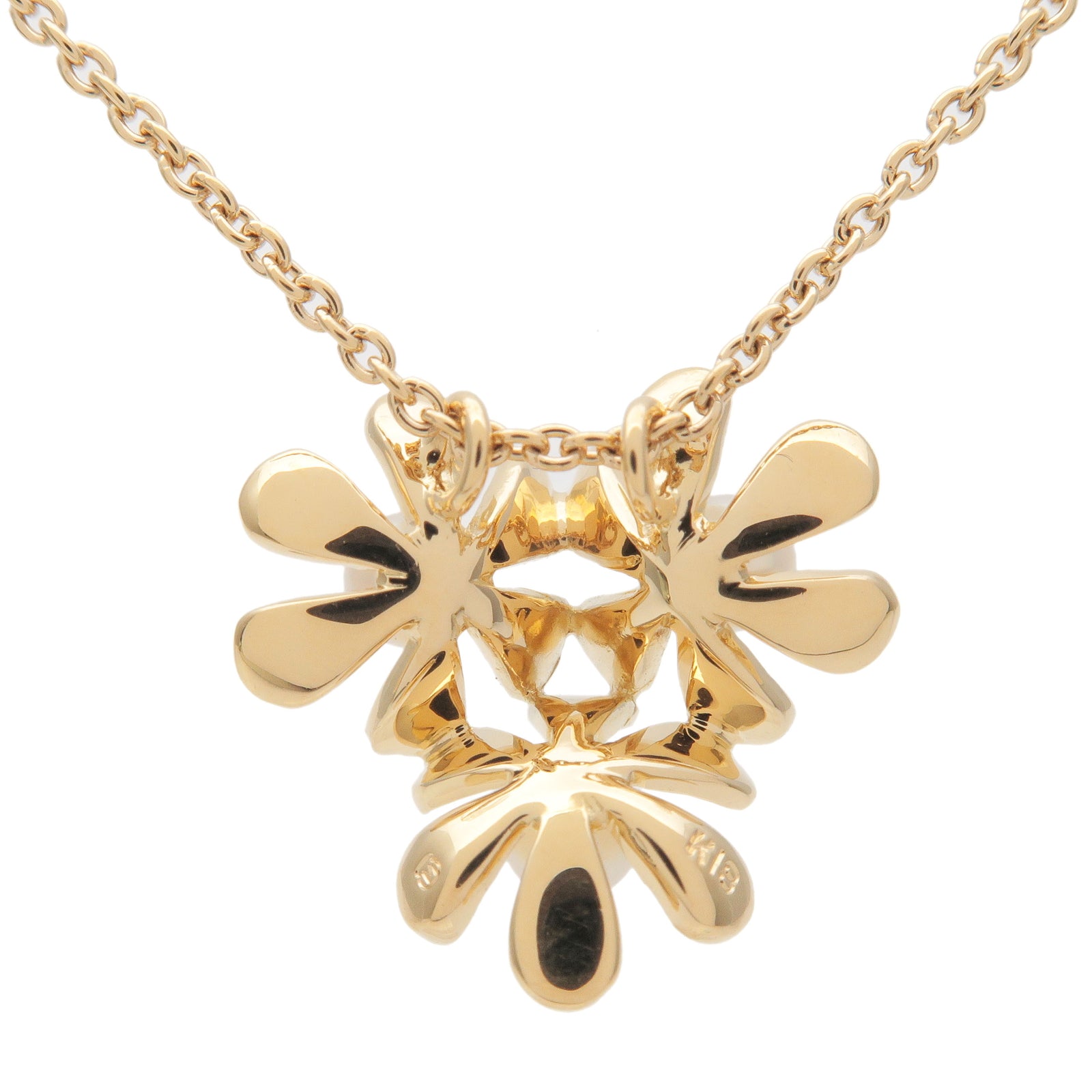 MIKIMOTO-Flower-Motif-3P-Pearl-Necklace-K18-750YG-Yellow-Gold