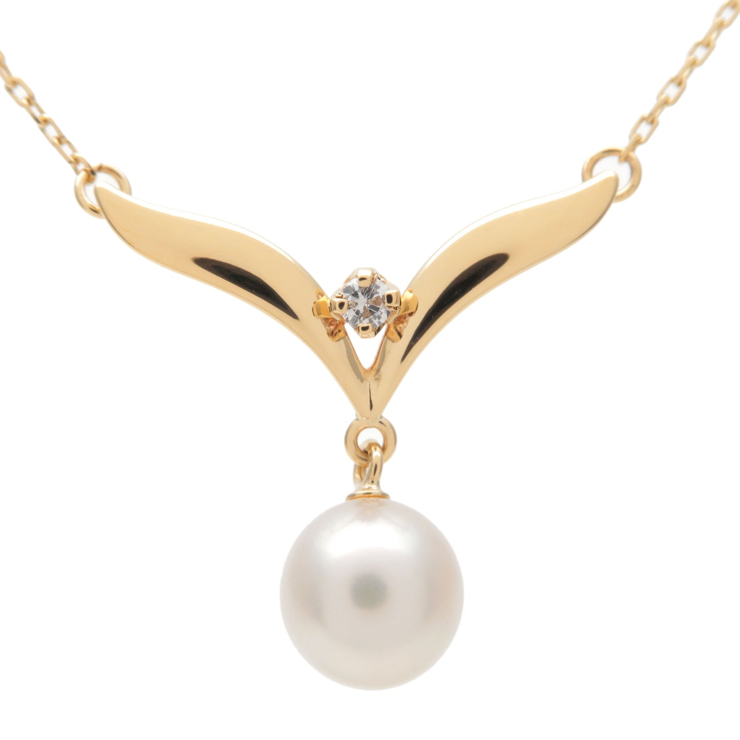 MIKIMOTO-Pearl-Diamond-Necklace-K18YG-750YG-Yellow-Gold