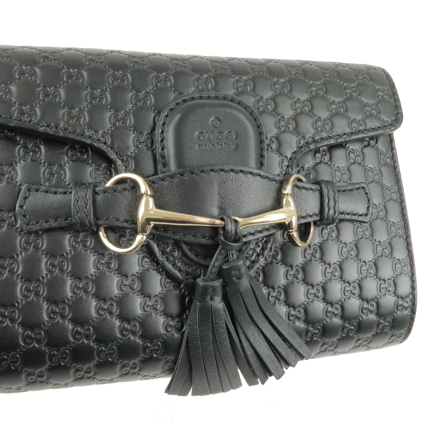 GUCCI Micro Guccissima Leather Chain Shouder Bag Black 449636