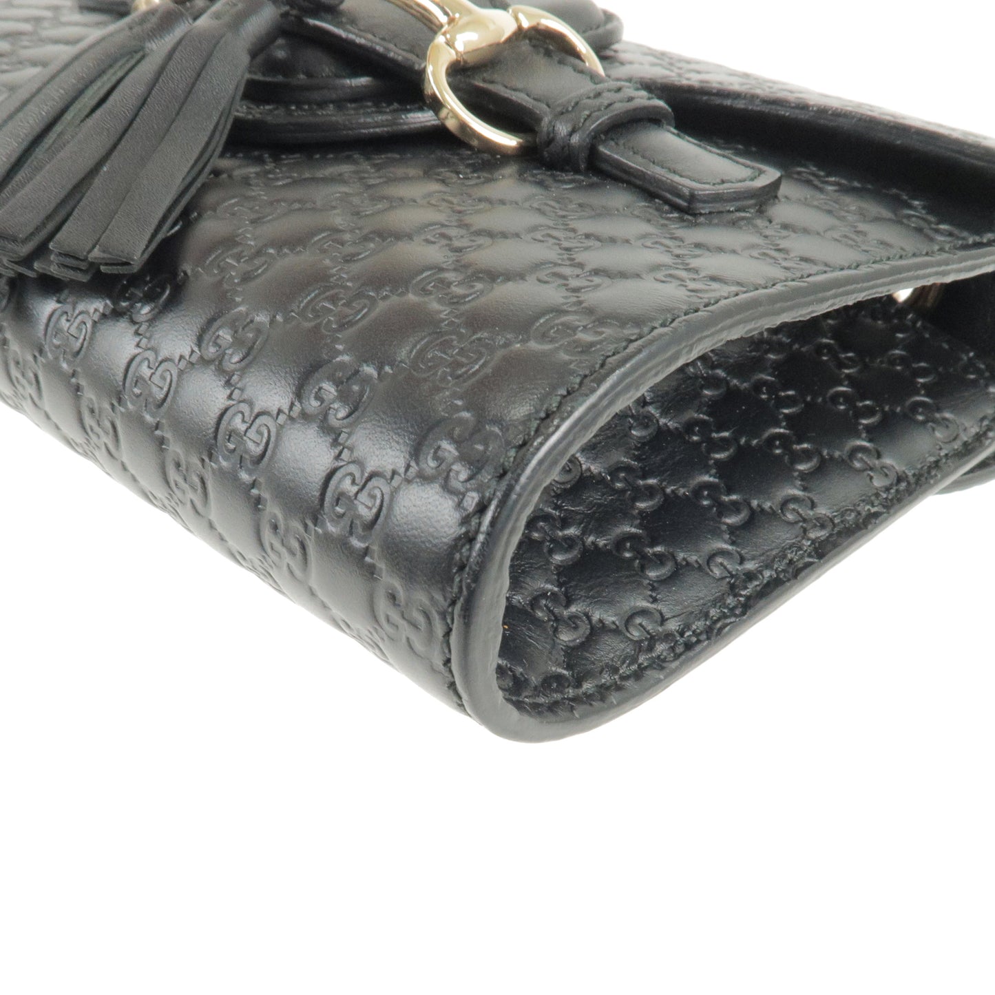 GUCCI Micro Guccissima Leather Chain Shouder Bag Black 449636