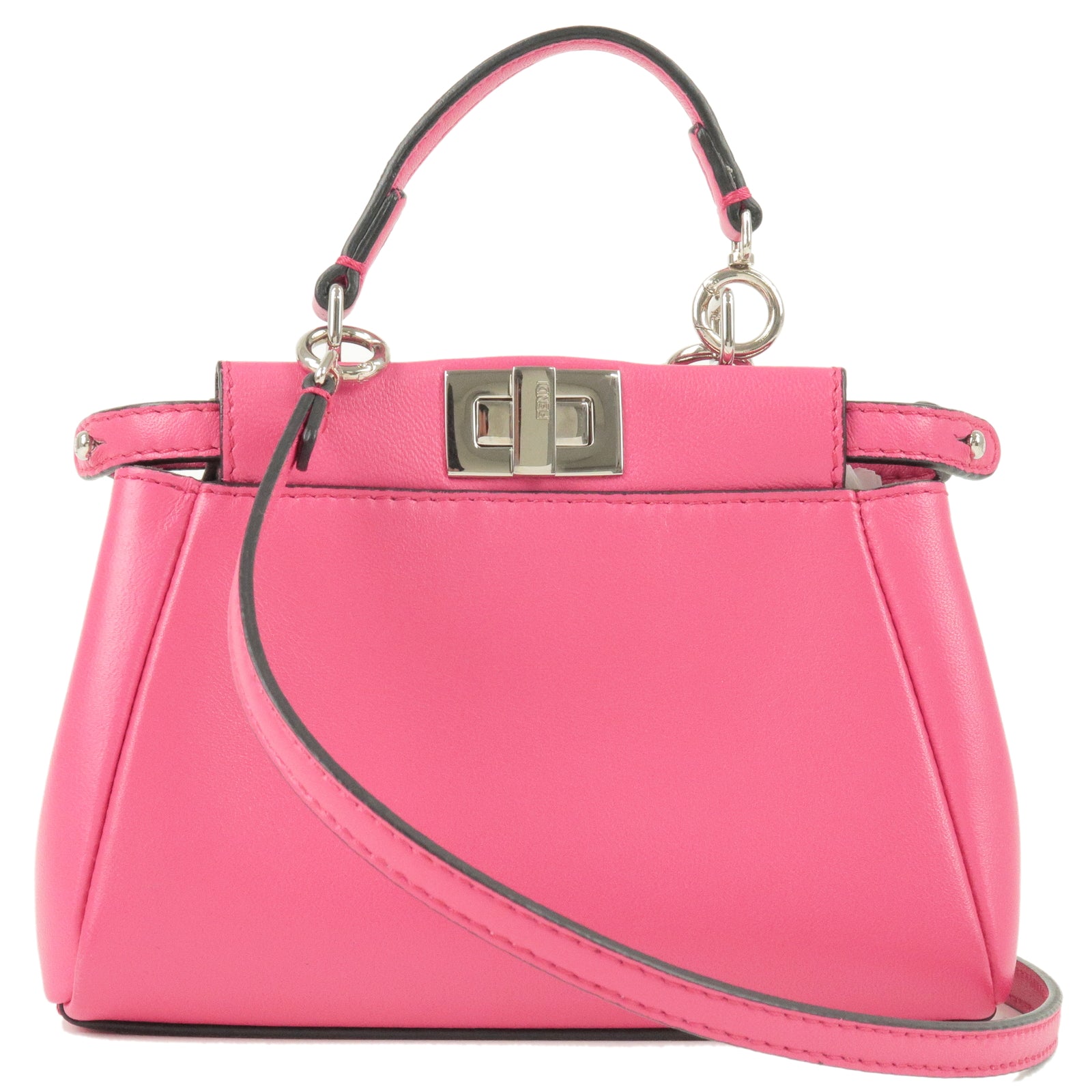 FENDI-Leather-Micro-Peekaboo-2Way-Bag-Hand-Bag-Pink-8M0355