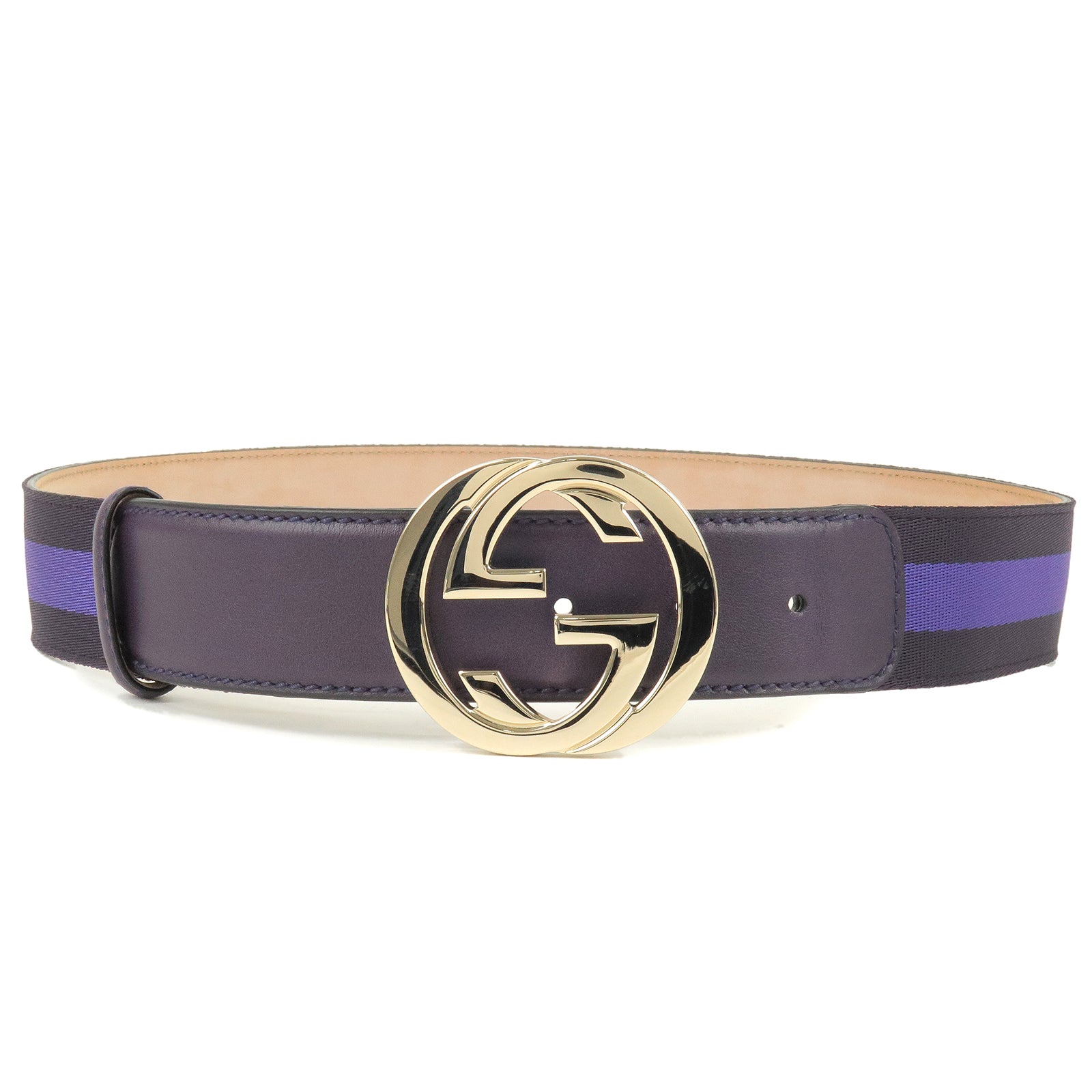 GUCCI-Sherry-Interlocking-G-Canvas-Leather-Belt-Purple-479610