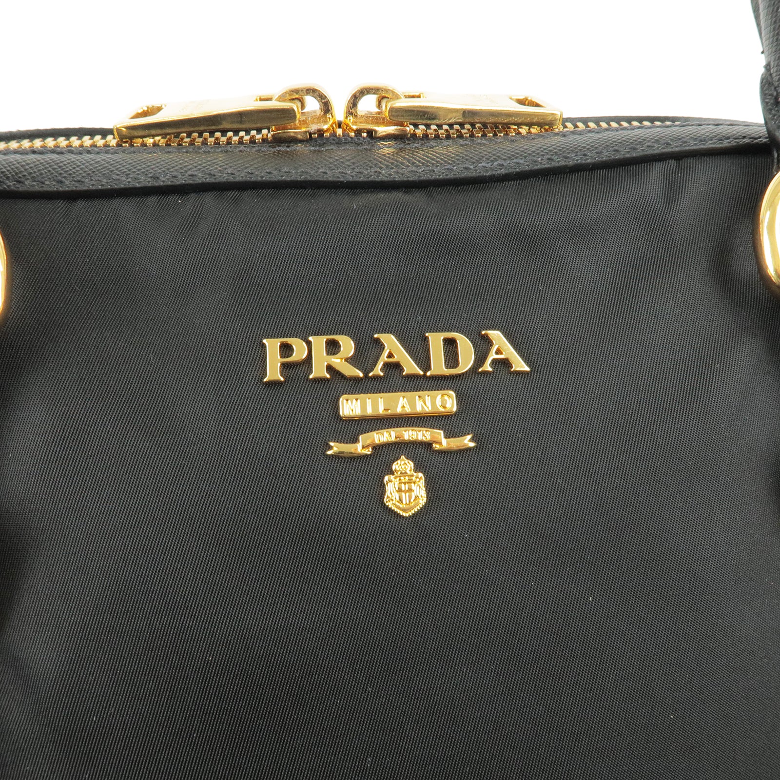 Black Leather Nylon Bag PRADA Bag prada black short