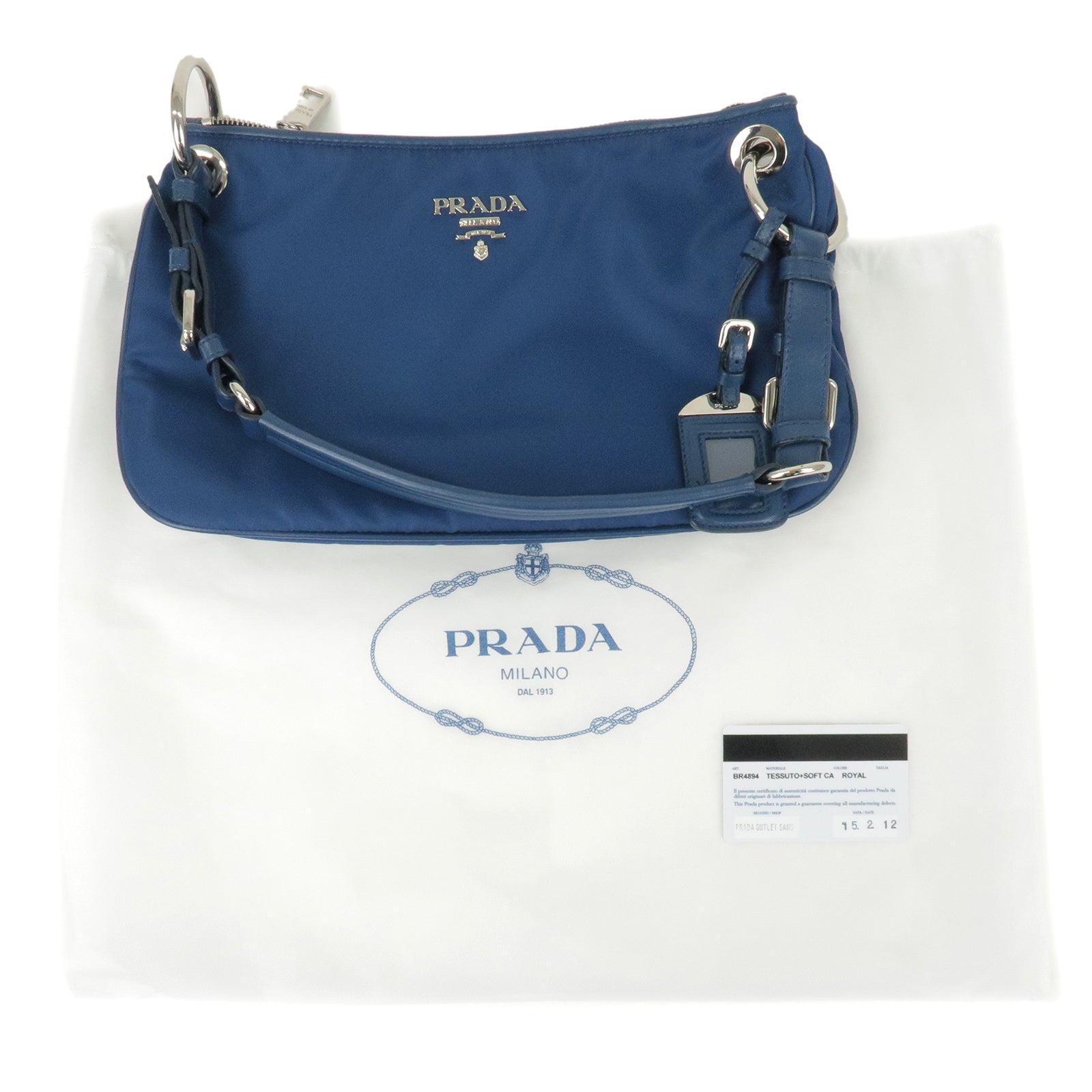 PRADA Logo Nylon Leather Shoulder Bag ROYAL Blue BR4894 dct