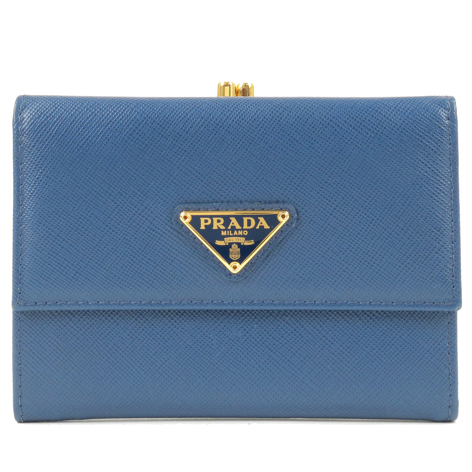 PRADA-Leather-Trifold-Wallet-Coin-Case-BLUETTE-Navy-1M1392