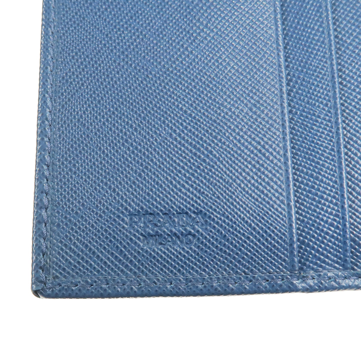 PRADA Leather Trifold Wallet Coin Case BLUETTE Navy 1M1392