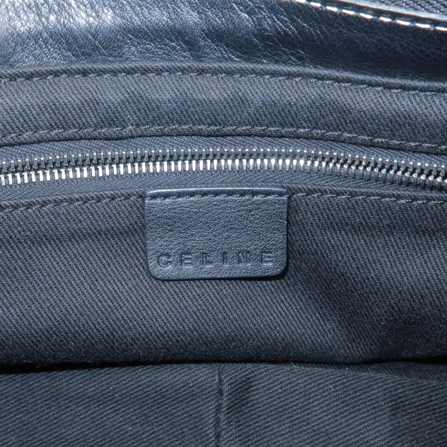 CELINE Macadam Canvas Leather Shoulder Bag Gray Black