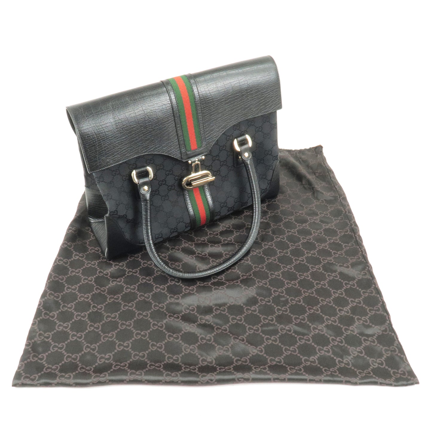 GUCCI-Shelly-Line-GG-Canvas-Leather-Hand-Bag-Black-131325 – dct-ep_vintage  luxury Store