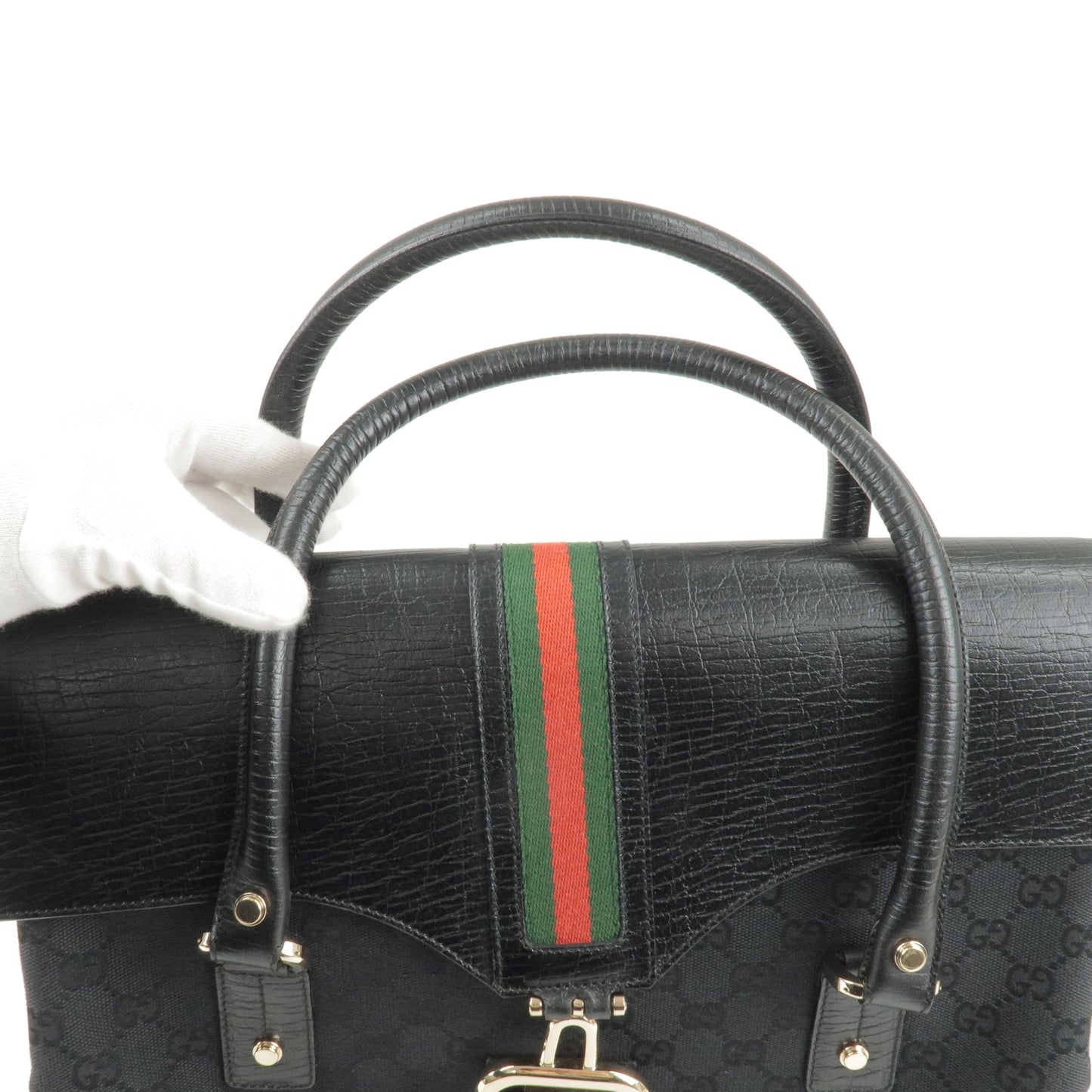 GUCCI-Shelly-Line-GG-Canvas-Leather-Hand-Bag-Black-131325 – dct-ep_vintage  luxury Store