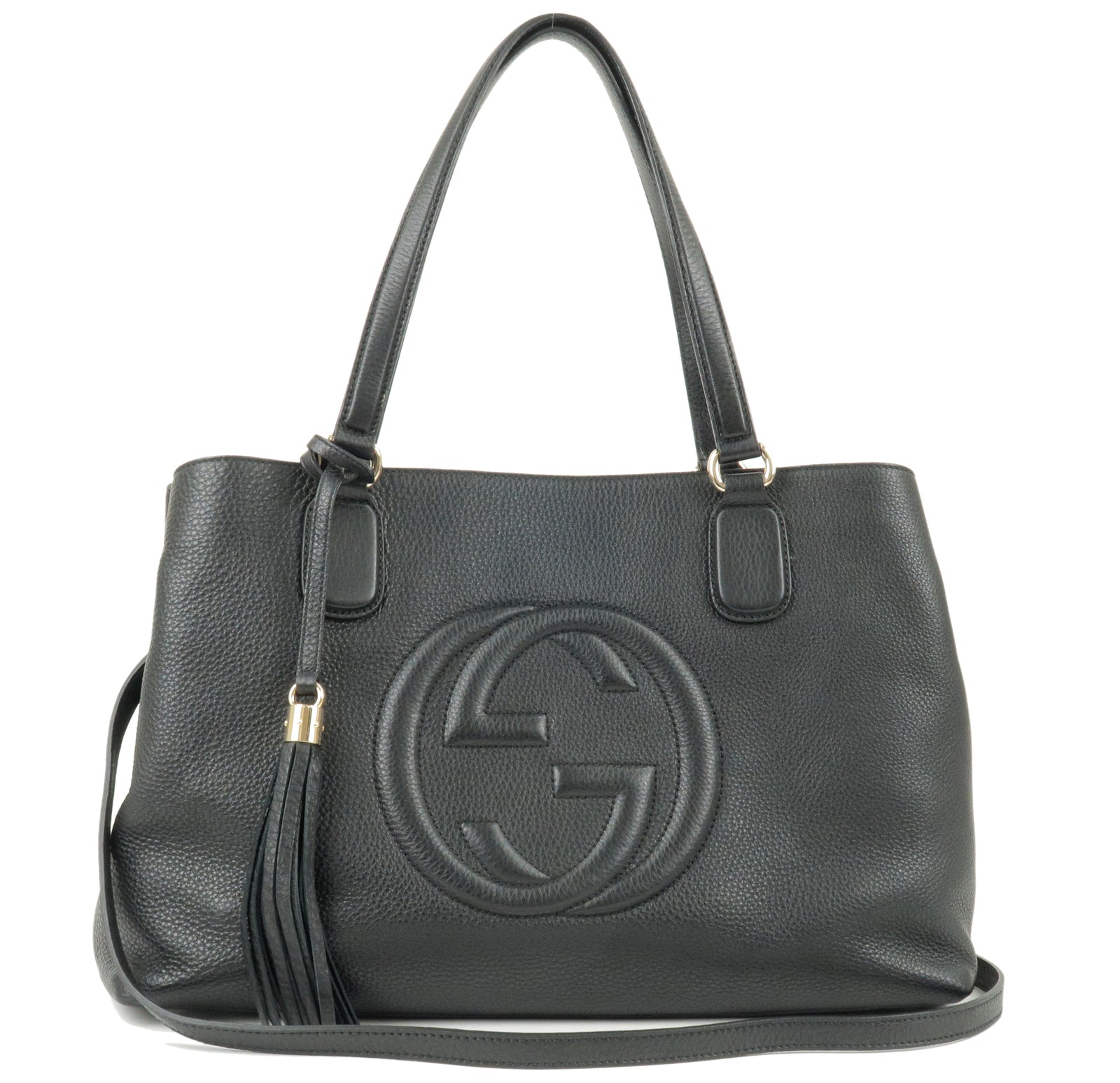 GUCCI-SOHO-Leather-2-Way-Shoulder-Bag-Tote-Bag-Black-308363