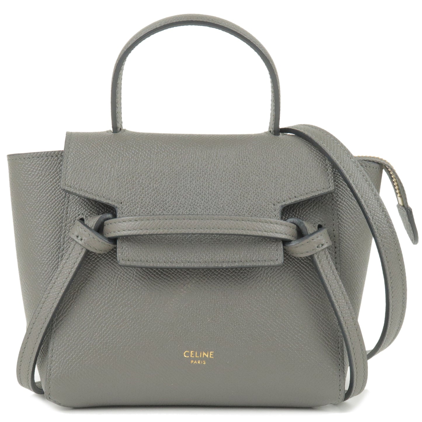 CELINE-Pico-Leather-Belt-Bag-2Way-Bag-Shoulder-Bag-Gray-194263