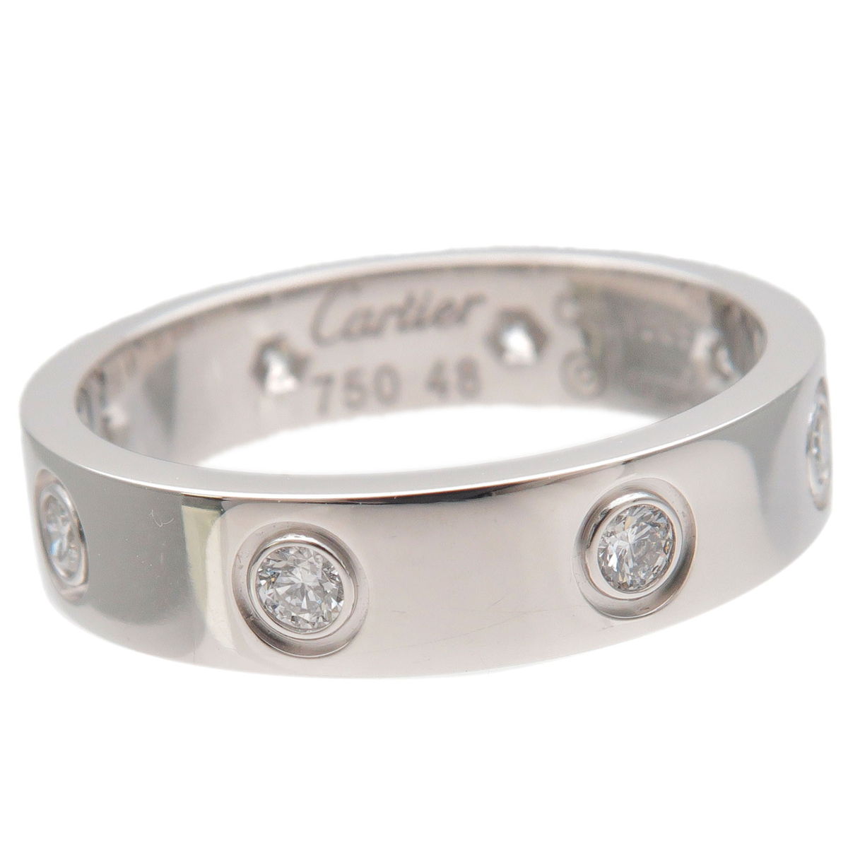 Cartier Mini Love Ring Full Diamond K18 White Gold #48 US4.5