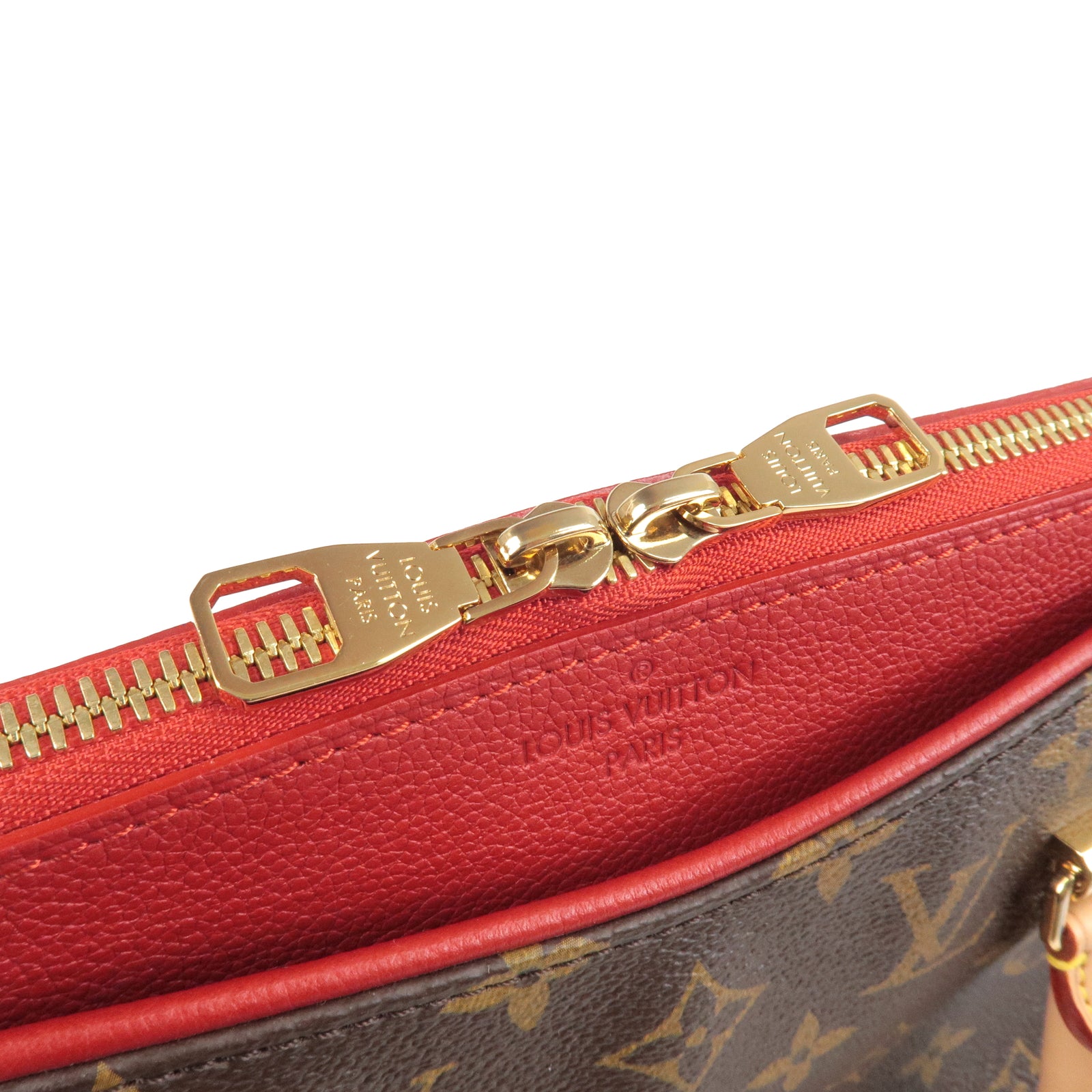 Louis Vuitton Bag Monogram Canvas Red Leather Pallas Shopper Hand