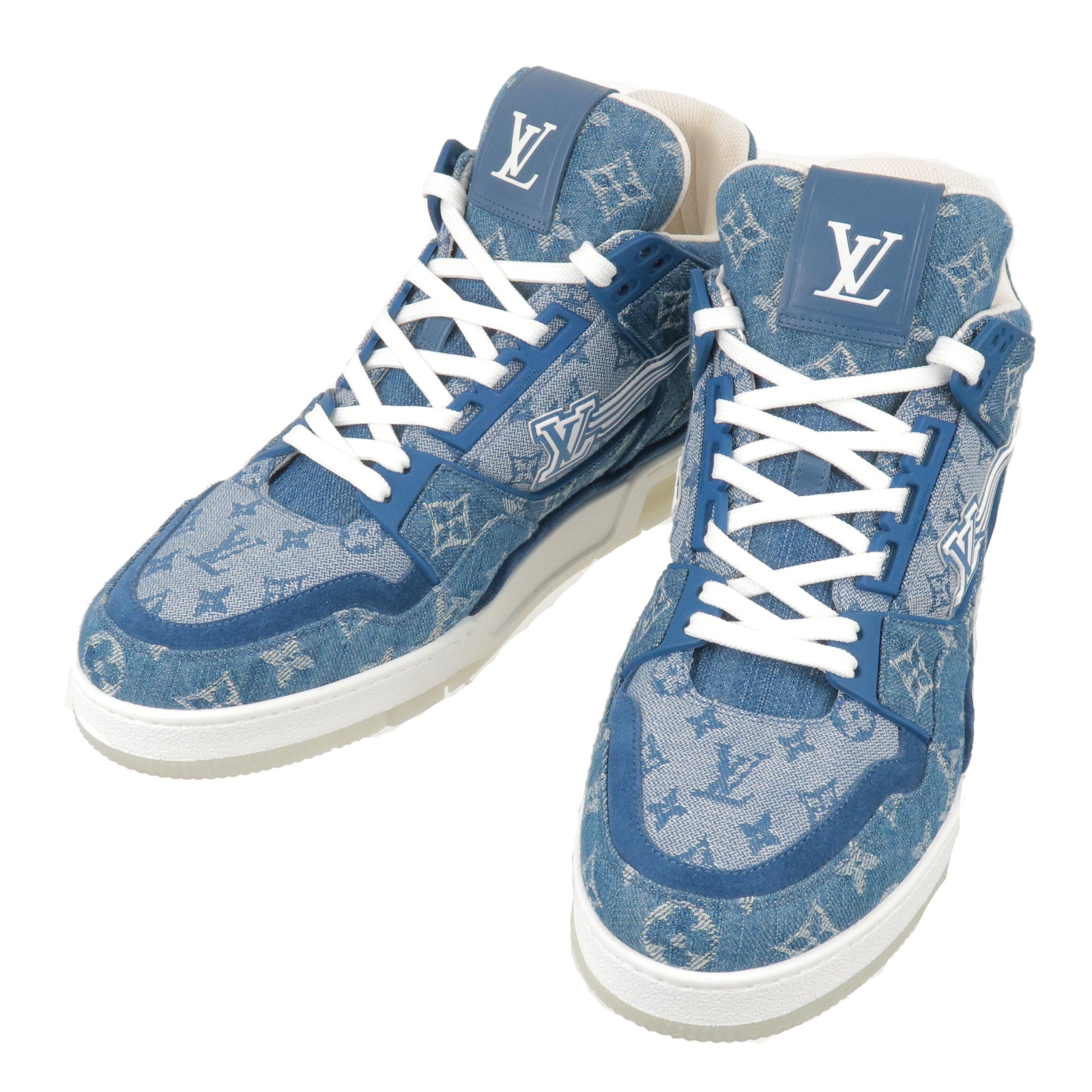 Louis-Vuitton-Denim-LV-Trainer-Hi-Cut-Sneakers-US8.5-Indigo-1A8MG1