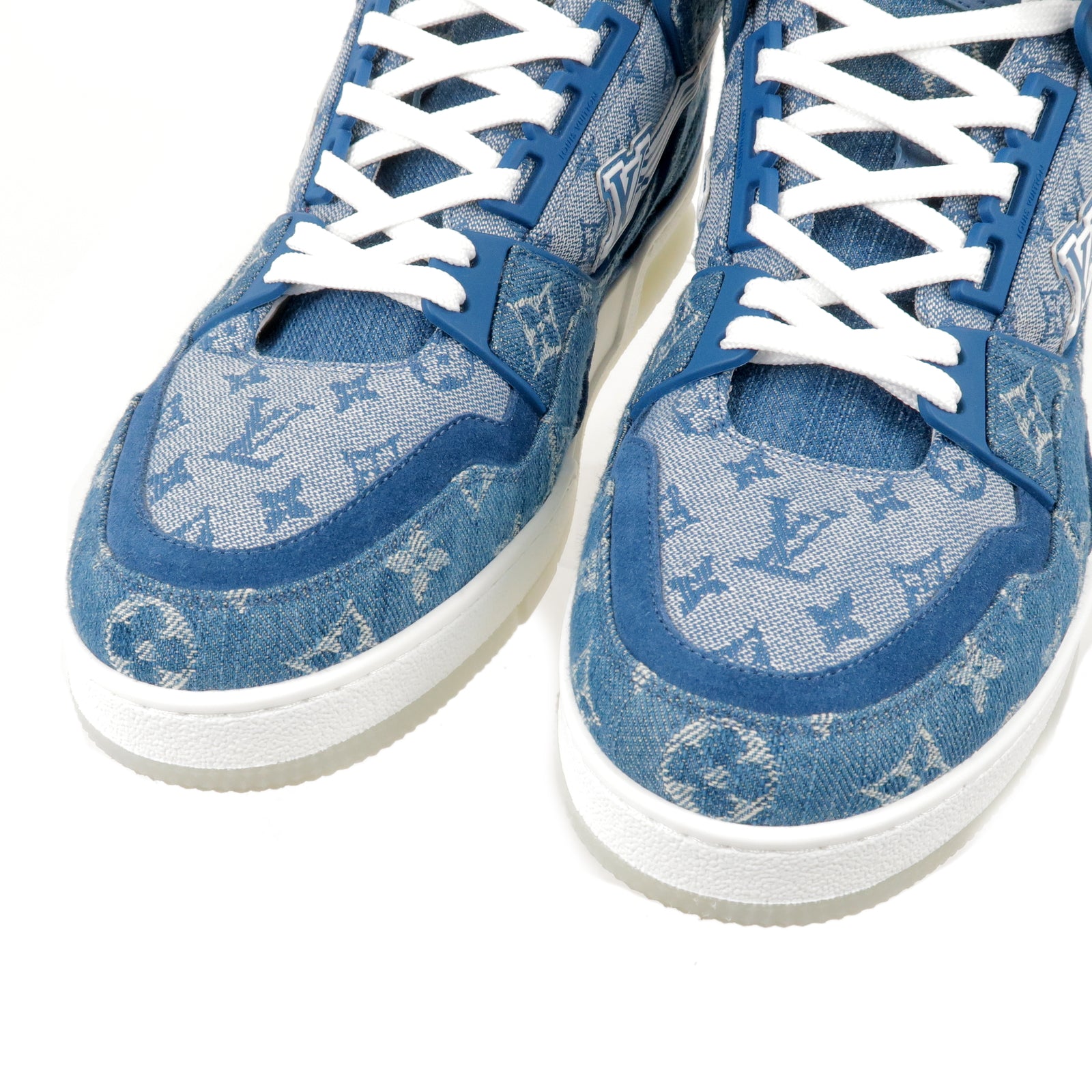 Blue Louis Vuitton TRAINER DENIM SNEAKERS Mens Shoes